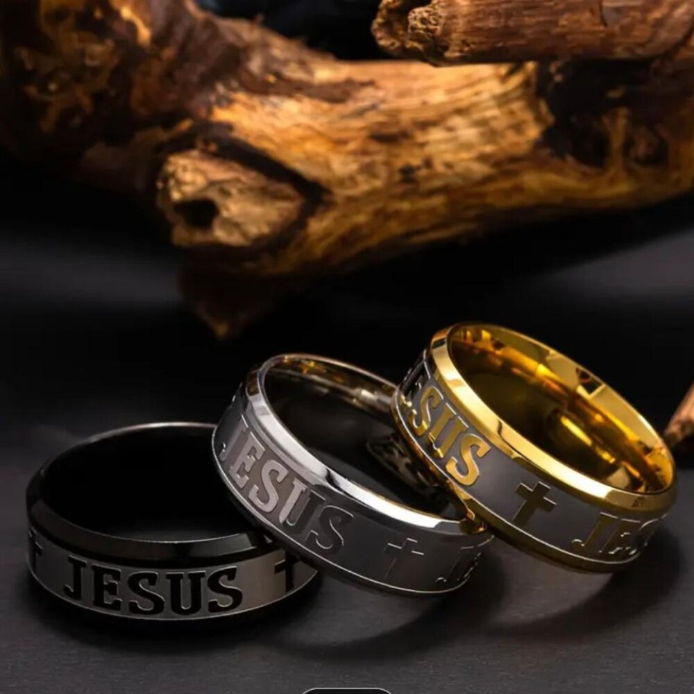 NEW - STAINLESS STEEL SIZE 7 FAITH RING - OPTION SZ7-6 - Picture 4 of 4